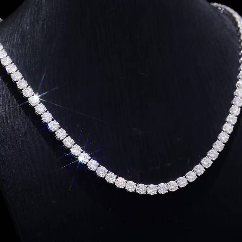 Hiphop Miami Man/women Round Brilliant Cut 03ct to 04ct Lab Grown Diamond Tennis Necklace18inches 20inches 24inches