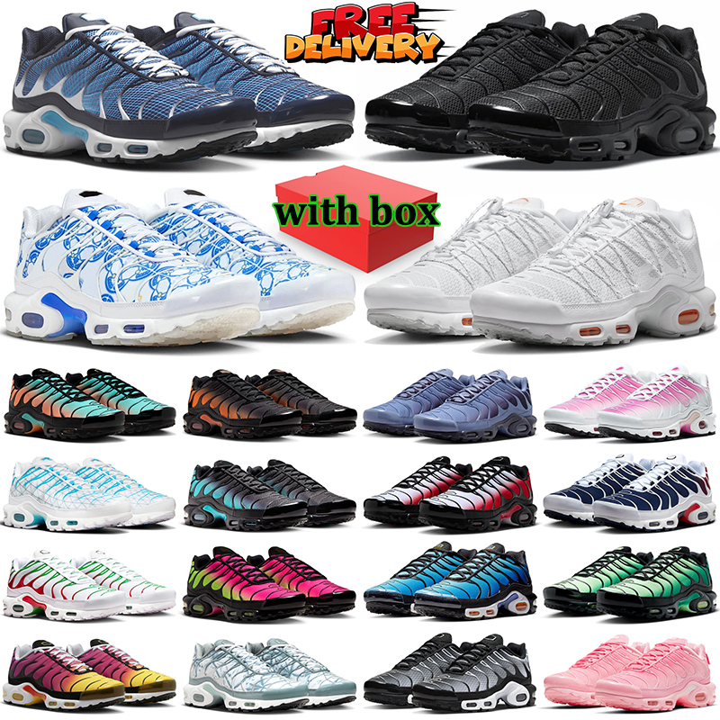 Free shipping tn running shoes for men women tns designer sneakers triple black white grey navy blue utility terrascape mens womens outdoor sports trainers with box