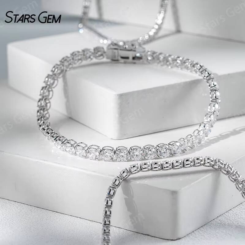 10K Gold Tennis Bracelet with Round Cut Lab Grown Diamond HPHT CVD DE VS Round Brilliant Cut Jewelry IGI Certified Bracelet