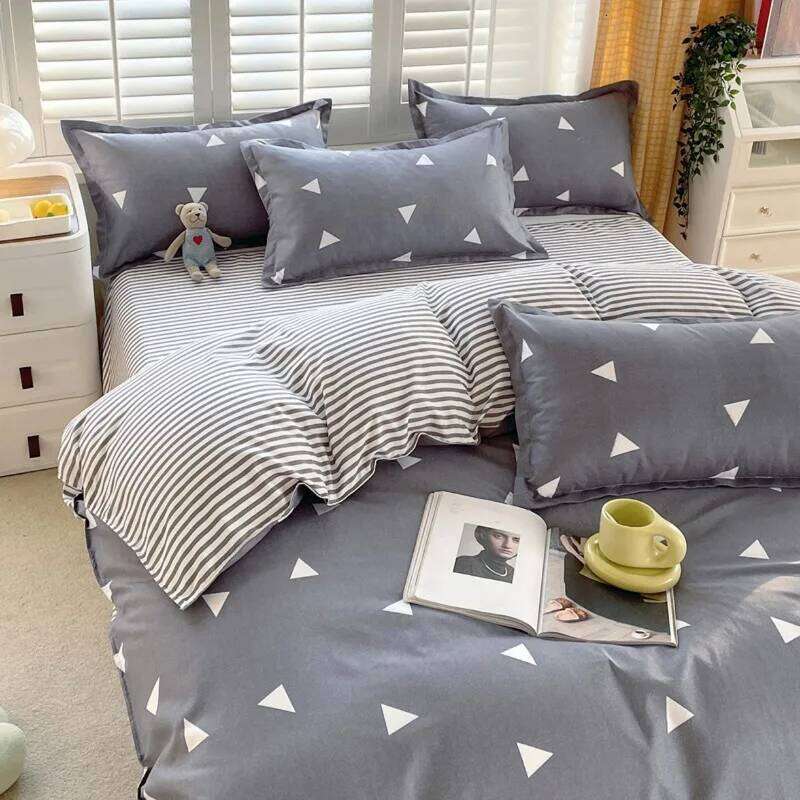 2025 new thickened twill abraded four-piece cartoon cute printed student dormitory bed sheet quilt three-piece set Y260124