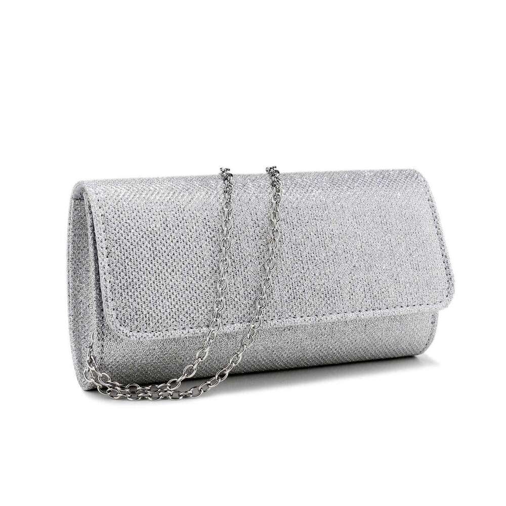 Casual Women Evening Golden Chain Metal Clutch Bags Small Envelope Design Cover Handbags Purse Glitter