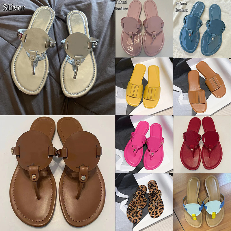 Designer sandles women slippers pumps soft leather beach comfortable sandals trendy women patent leather flip flops black khaki pink large size 35-42