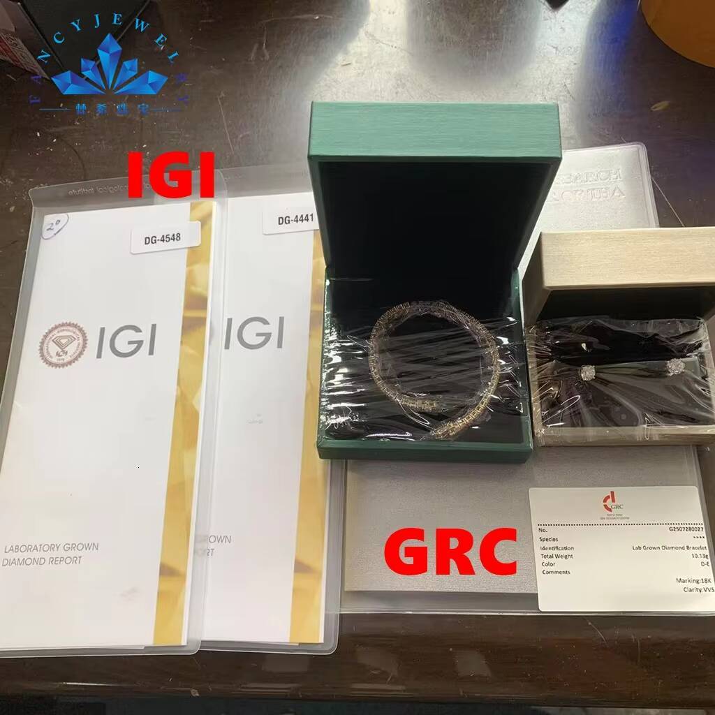 Factory Custom Elegant 10K/14K Real Gold Lab Grown Diamond Tennis Necklace 2mm-4mm Fine Chain with GRC Certificate for Gift