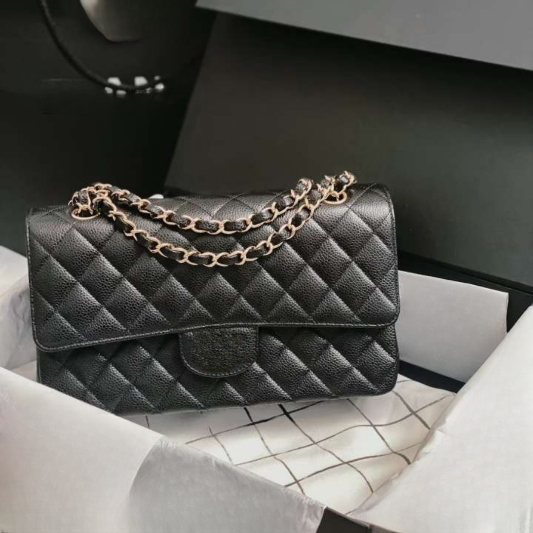 19A Classic Double Flap Bag Designer Crossbody Purse Bag Fashion Chain Shoulder Bag 25CM 30CM Handmade in Original Lambskin Caviar with 18K gold plated hardware