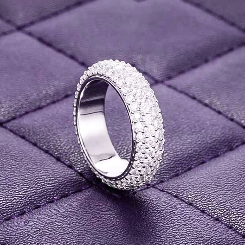 Hip Hop VVS D Color Moissanite Bling Mens Cluster 4 Rows Band Ring With 925 Sterling Silver Pass Diamond Tester GRA