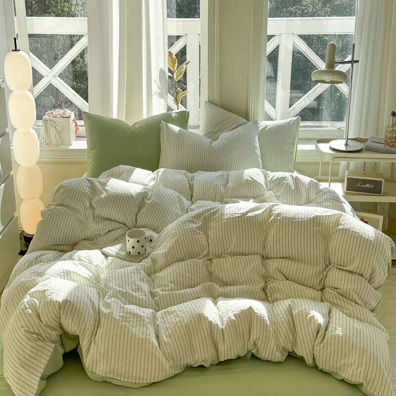2025 New Stripe Series Quilt Cover Skin Friendly 4-piece Bedding Set Pillow Case with Bed Sheet Four General 150x200 200x230 Y260124