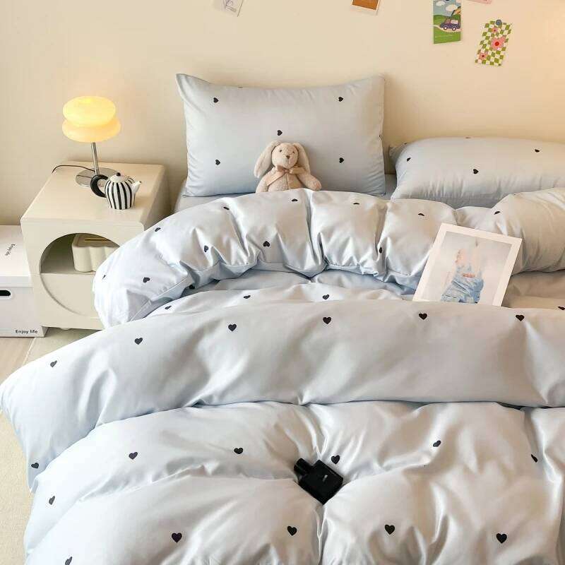 3pcs Blue Duvet cover set 1*Duvet Cover + 2*Pillowcase, Without Core, Heart print Bedding Set, Soft Comfortable Y260124