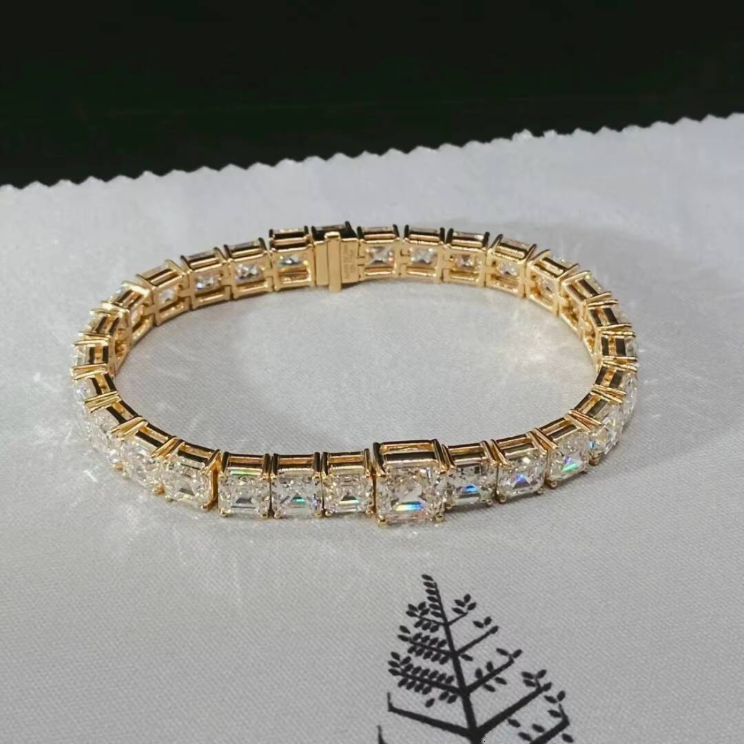 03ct 08ct Asscher Cut Tennis Chain Lab Grown Diamond Tennis Bracelet with Lab Diamond for CVD HPHT Jewelry Unisex