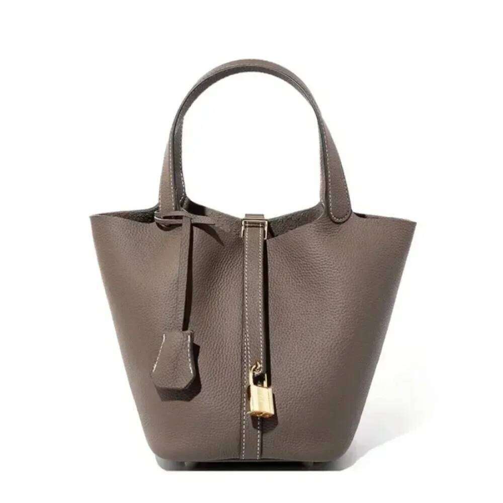 Women's Beige Textured Bucket Bag with Inner Pouch, Top Handle Drawstring Closure, Stylish Tote for Daily Use & Shopping