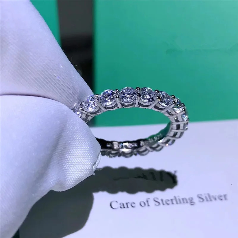 Real 925 Sterling Silver ring Round 4mm Lab Diamond Cz Engagement wedding band rings For women men Party Jewelry 260121