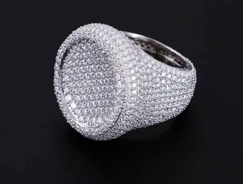 Iced Out Hip Hop Diamond Rings VVS Round Brilliant Cut Moissanite 925 Silver Rings Pass Diamond Tester Ring