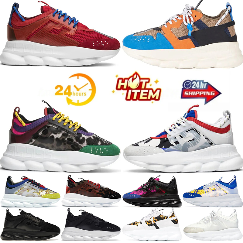Free shipping designer Chain Reaction classic print casual shoes men women color-blocked platform sneakers soft running shoes
