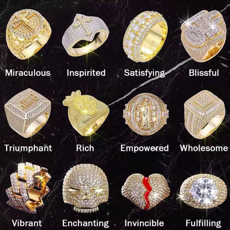 Hot Sale VVS Moissanite Iced Out Hip Hop Ring 925 Sterling Silver Ring With GRA Certificate