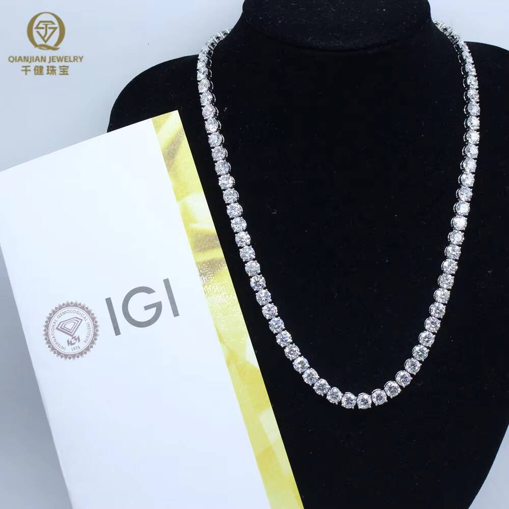 14k Real Gold 2mm Lab Grown Diamond Tennis Necklace 18 Inches IGI Certified Lab DiamondsTennis Link Chains