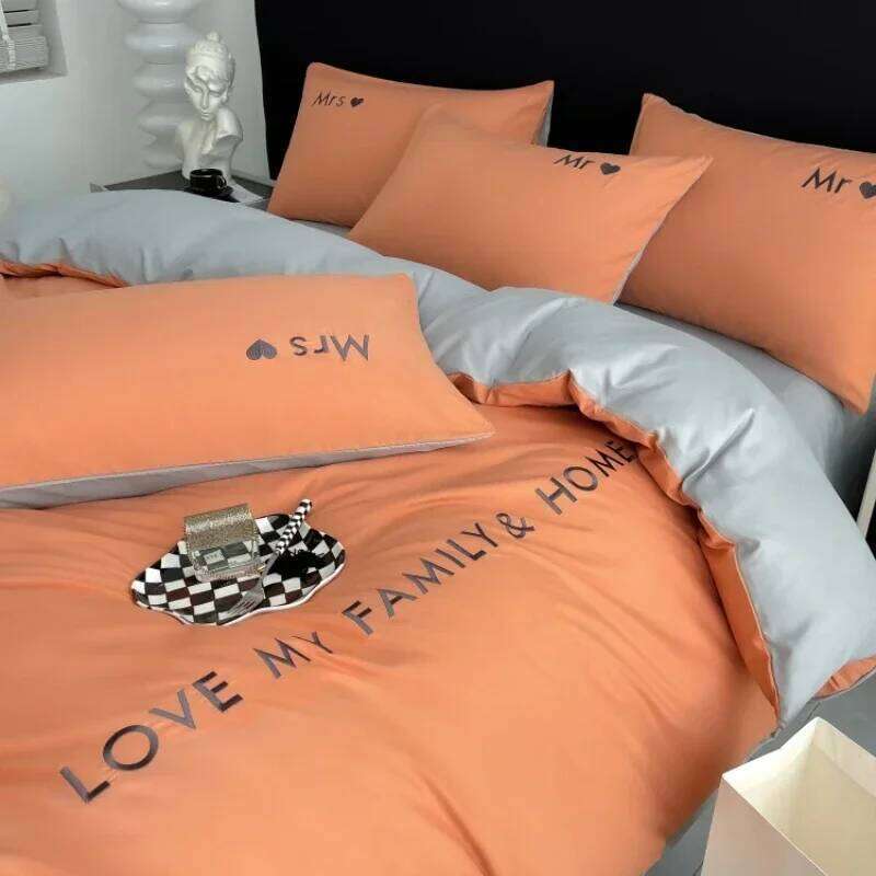 Nordic Luxury Egyptian Cotton Bedding Set King Queen Double Twin Size with Sheet Duvet Cover Pillowcases 1/2 People Bed Linens Y260124