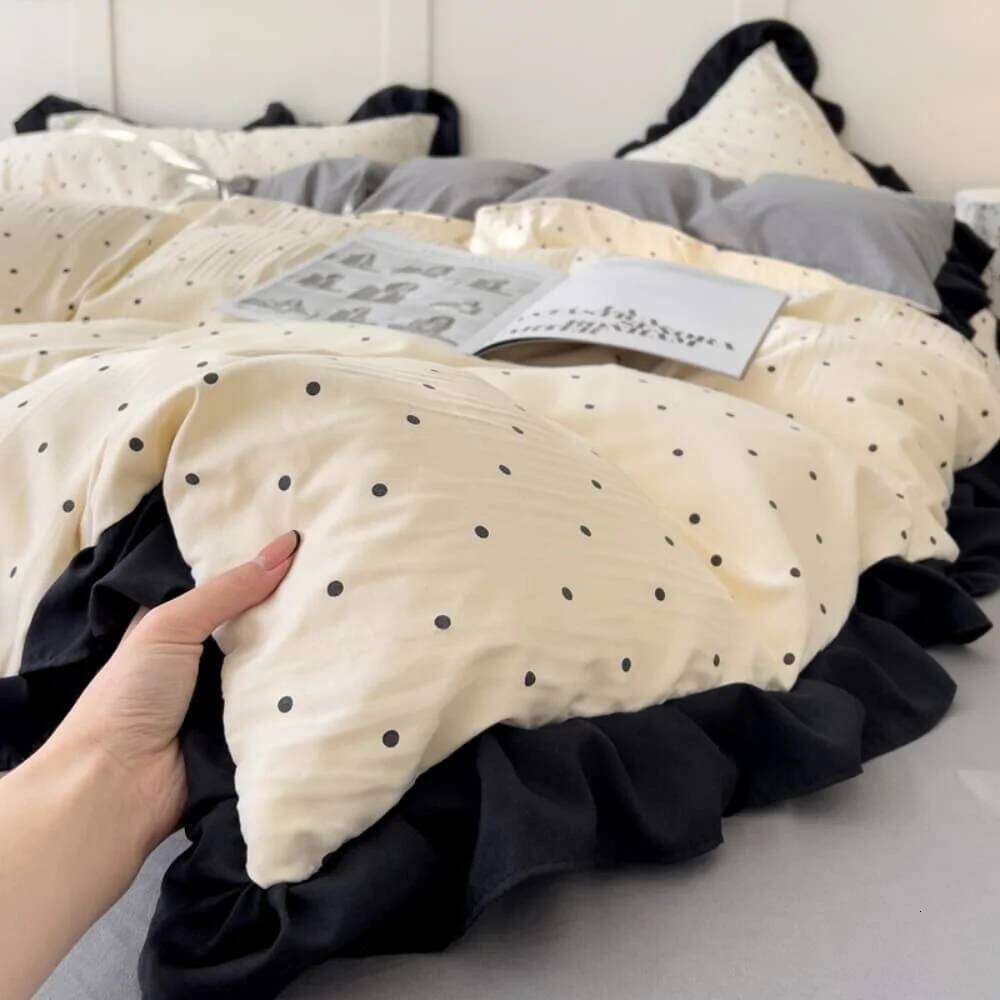 French New Class A Bed Four-piece Comforter Washed Cotton Four-season Skin Friendly Quilt Cover Three-piece Bedding Set Y260124