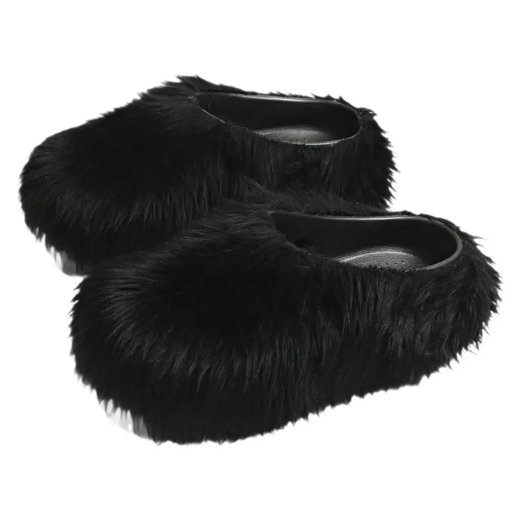 Modern Slippers Womens Faux Fur Adult Platform Mule Shoes Thick Sole Slides 260124