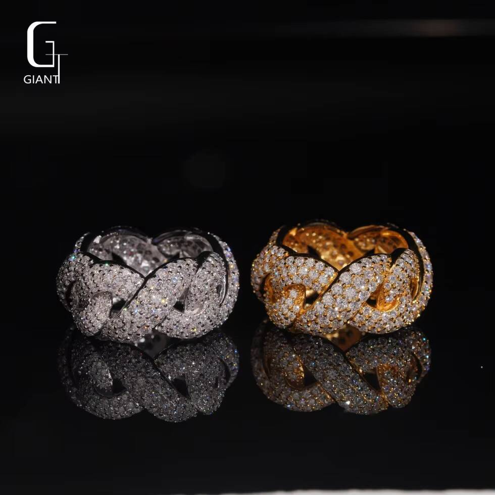 Wholesale 512ct Three Rows Iced Out Moissanite Hip Hop Diamond VVS 925 Sterling Silver Moissanite Rings for Men Fine Jewelry