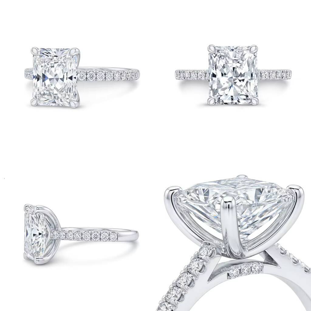 25ct Radiant Cut Lab Grown Diamond Womens Ring Double Halo Double Hidden Halo Solitaire Pave Gallery IGI Certified