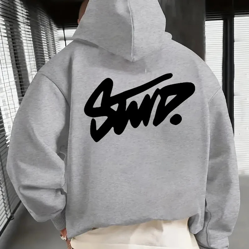 Y2K Mens Casual Everyday Fashionable LongSleeved Hoodie HighEnd Classic Solid Color Pattern Print Adult Sweatshirt 260121