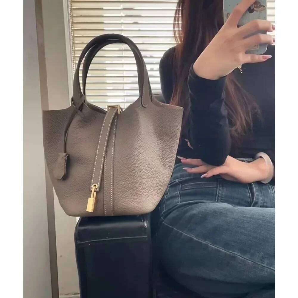 Women's Beige Textured Bucket Bag with Inner Pouch, Top Handle Drawstring Closure, Stylish Tote for Daily Use & Shopping