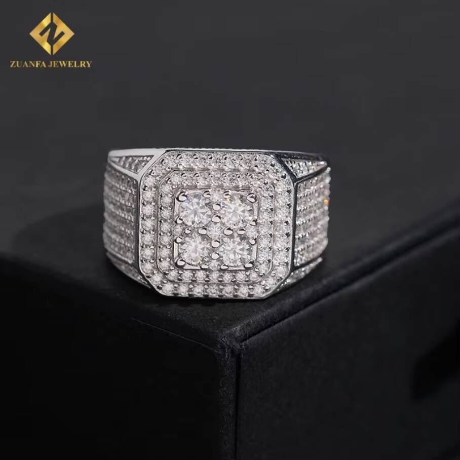 Fashion Moissanite Hip Hop Ring Pass Diamond Tester Iced Out Jewelry Hip Hop Style Full VVS Moissanite Diamond