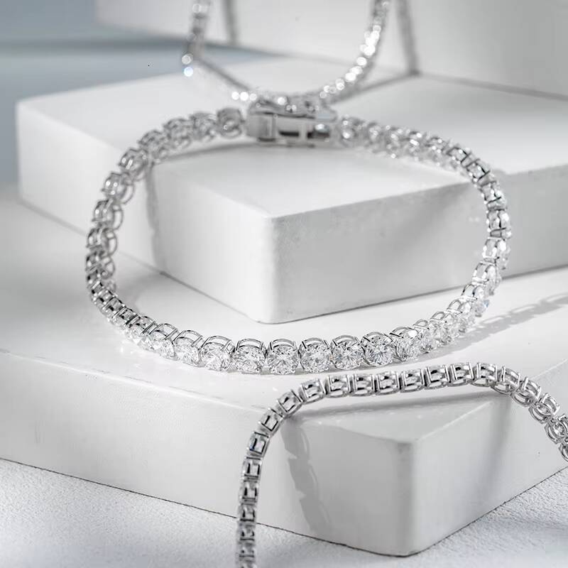 Ready to Ship Tennis Bracelet 10K White Yellow Solid Gold Different Size Lab Grown Diamond Tennis Chain