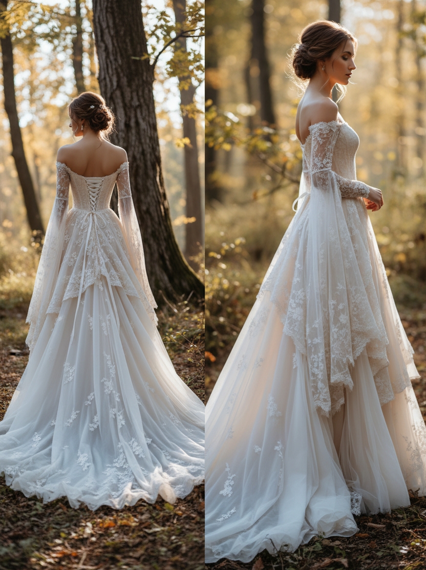 Medieval Renaissance Period Wedding Dresses With Off Shoulder Cape Sleeves Lace A-Line Vintage Victorian Bride Gown Customized