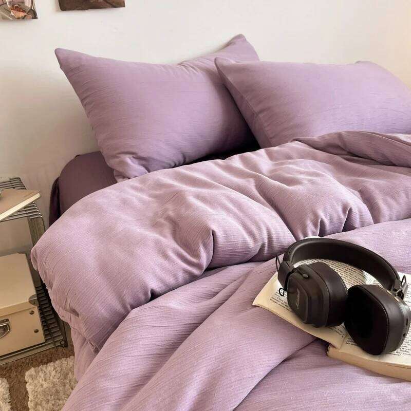 3pcs/set Duvet Cover Set Solid Double-Layer Wrinkled Yarn Single Quilt Cover+Pillowcase Home Bedclothes No Sheet Drop Shipping Y260124