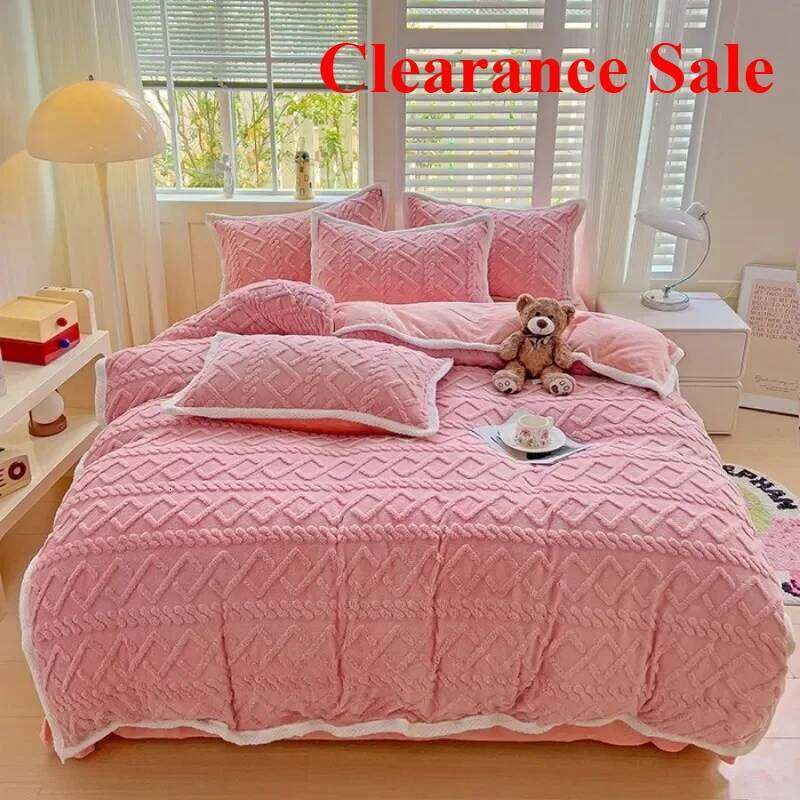 2025 new solid color Tafu milk fleece bed sheet four-piece set small standard thickened warm and comfortable Y260124