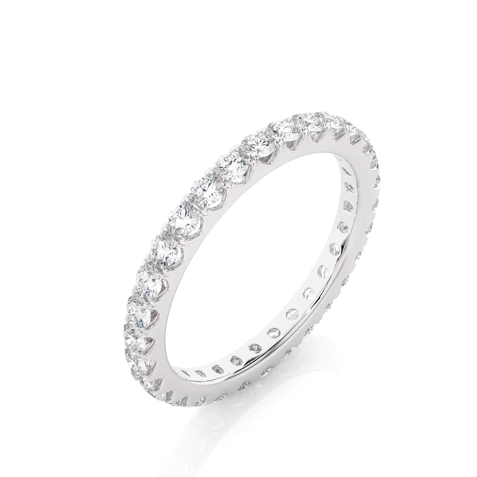 Luxury Custom Available 18K Eternity Wedding Band Lab Grown White Gold Round Cut Diamond Fine Ring Jewelry Gifts For Her