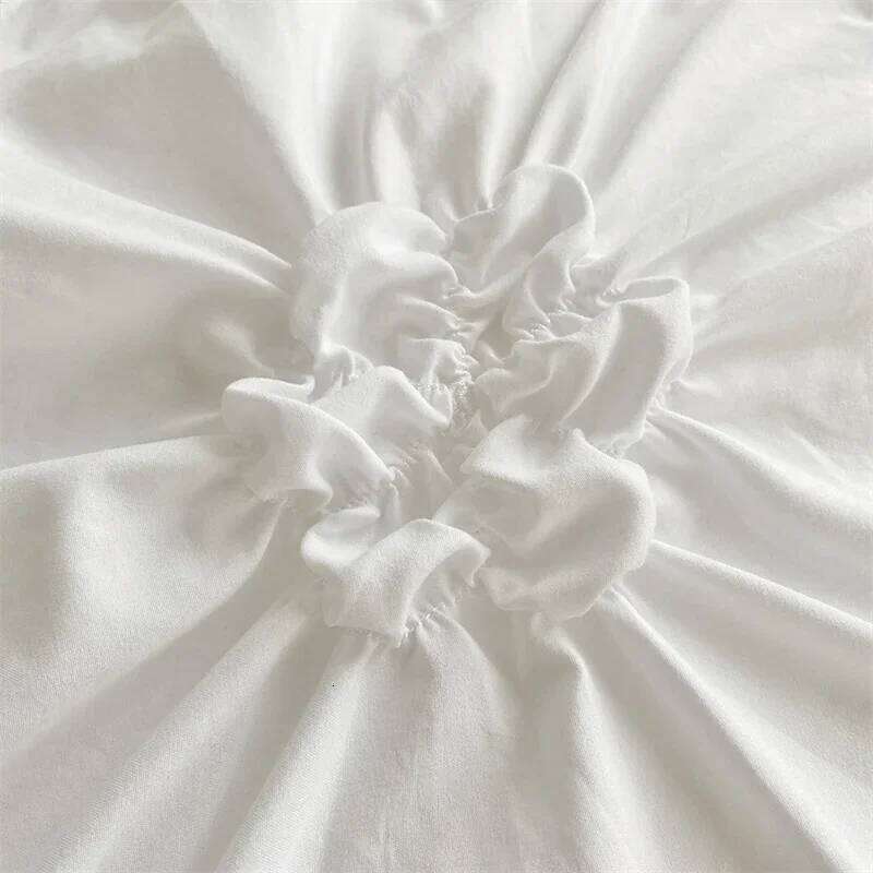 High End Three-dimensional Pinch Pleated Duvet Queen Solid Color Single Double Bedding Set Quilt Cover and Pillowcase Y260124