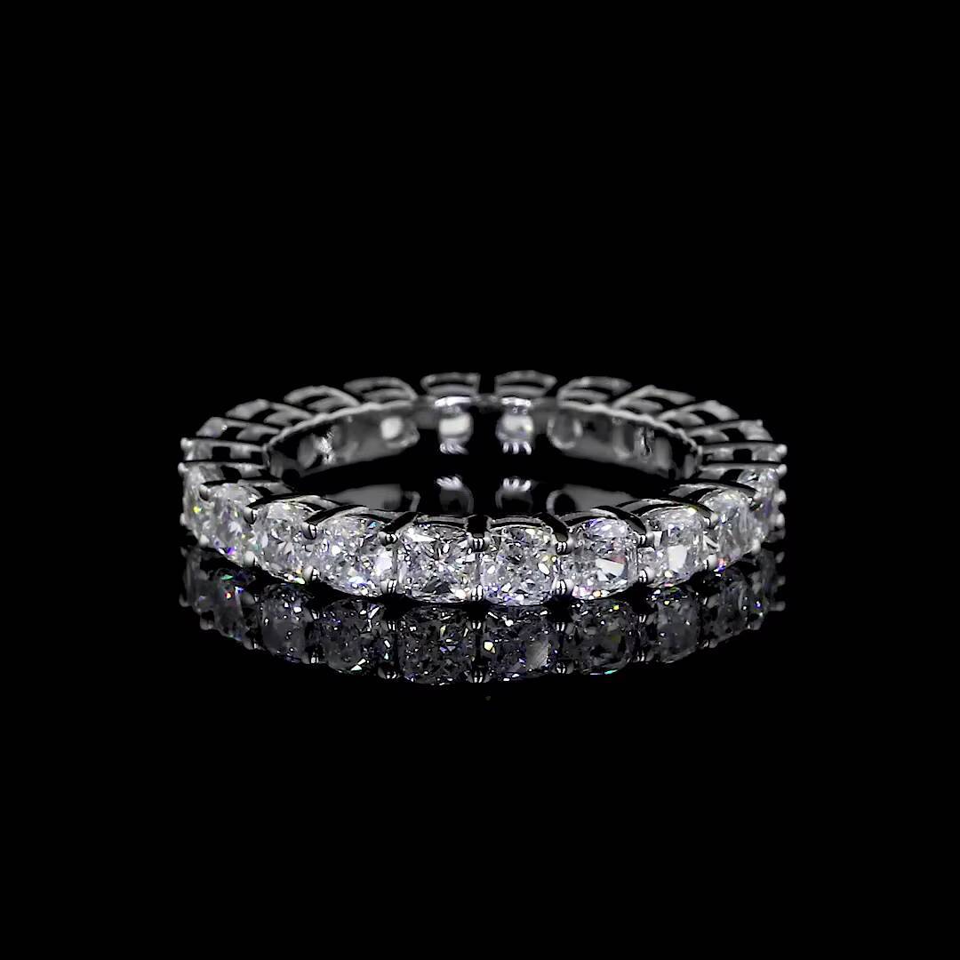 Diamond Row Lab Ring Round Cut Shared Prong Eternity Band 14K 18K Gold