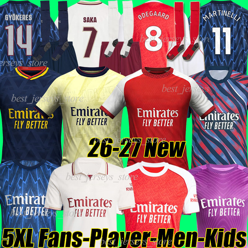 5XL 25/2026/27 arsen GYOKERES soccer jerseys SAKA TROSSARD EZE MERINO RICE ZUBIMENDI GABRIEL MADUEKE G.JESUS J.TIMBER ODEGAARD men kids kits socks sets football shirts