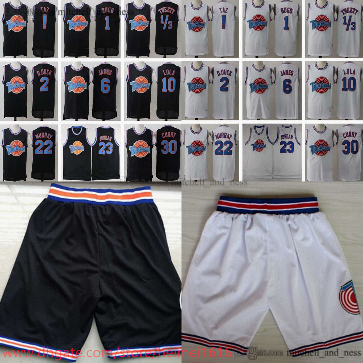 Movie Space Jam Tune Squad Looney Basketball Jersey Stitched 1 Bugs Bunny 2 Daffy Duck 10 Lola Bunny 22 Bill Murray ! TAZ Tweety Tweety Michael Curry James Jerseys Sport