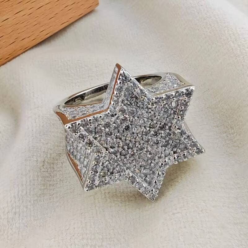 Custom Rings Fine Jewelry Silver Hip Hop Moissanite Fashion Rings Wedding Rings