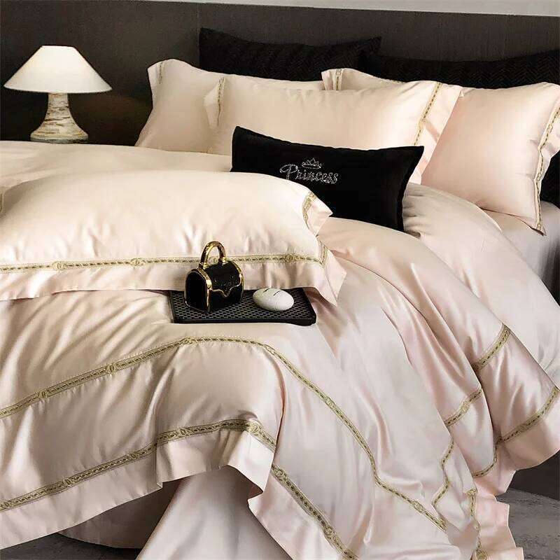 800TC Egyptian Cotton Luxury Embroidery Queen King Size Soft Bedding Duvet Cover Set Flat/Fitted Bed Sheet Pillowcases 4Pcs Y260124