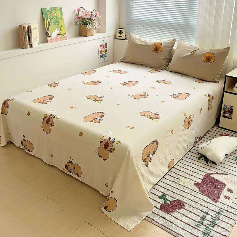 2025 Capibara Bedding Sheets Dog Cat Cute-Girl Soft Skin Friendly For Kids Capibaras Bed Linen Set Duvet Cover Y260124