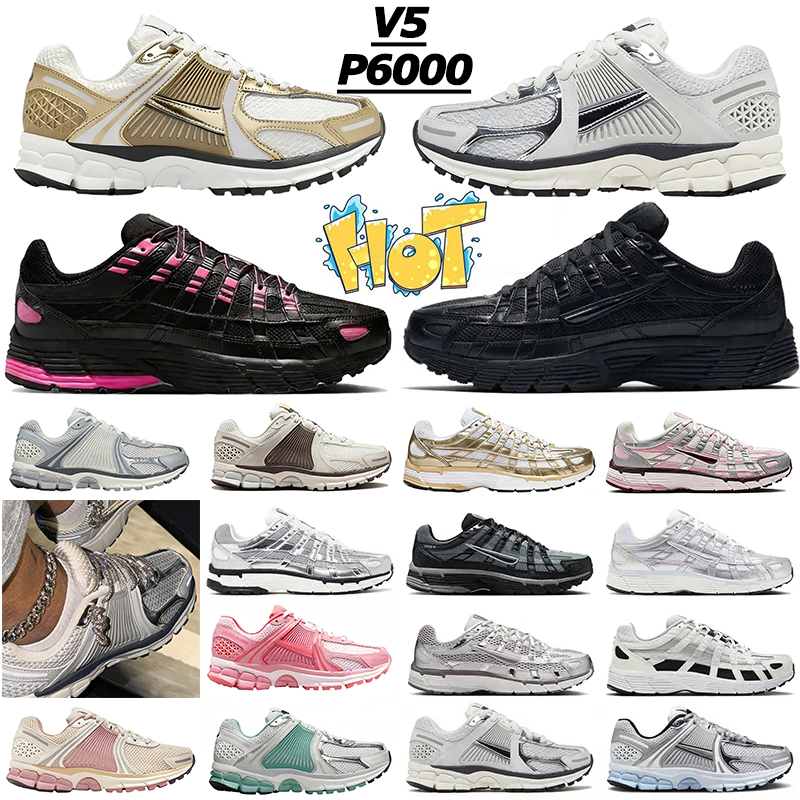 Designer Running Shoes P6000 P 6000 V5 Chaussures Vomero 5 Shadow grey Light Army Cargo Khaki Pewter Smoke Grey Metallic Silver Men Women Size 36-47 With sliver laces