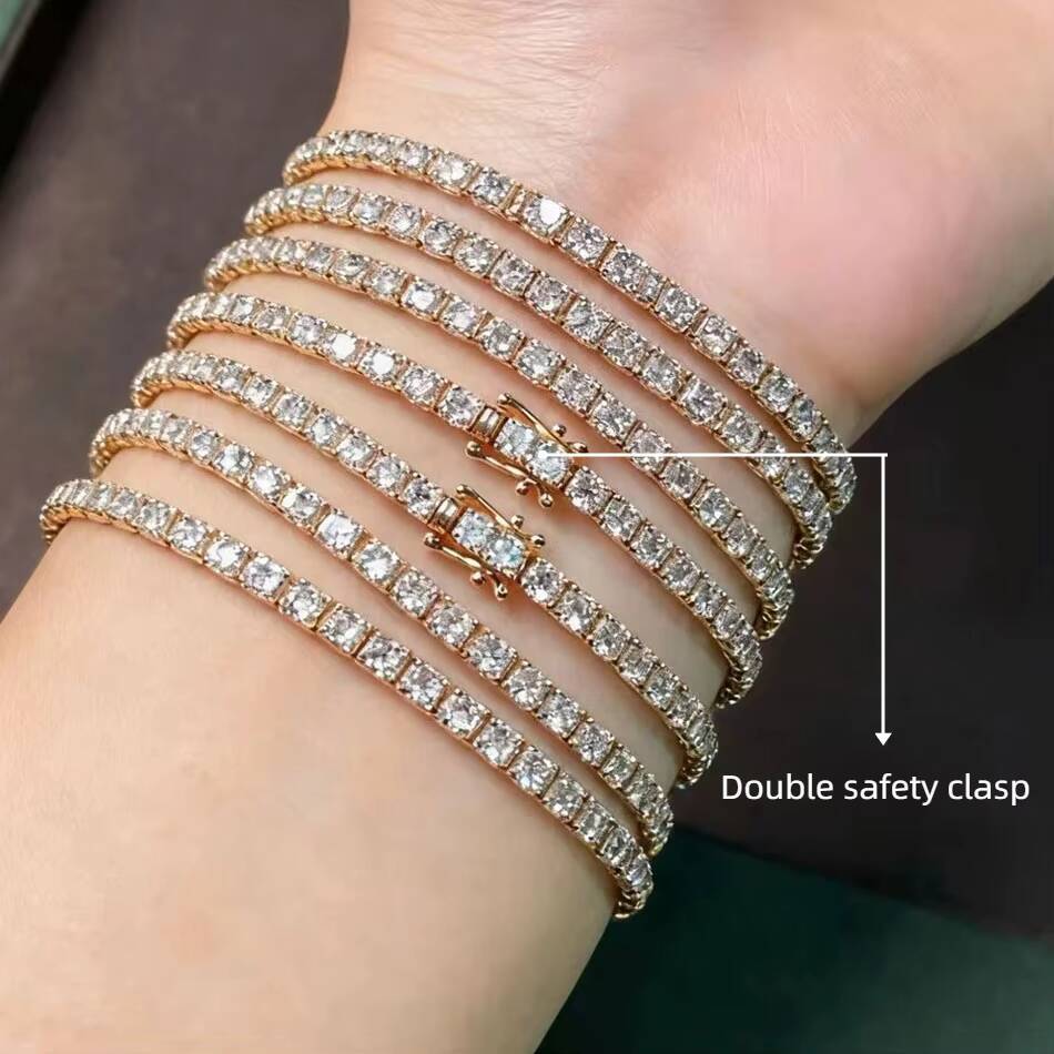 Customized 3-10ct Round 14K IGI Certified Lab Grown Tennis Bracelet Chain Jewelry for Men Women Diamond Bracelets Bangles