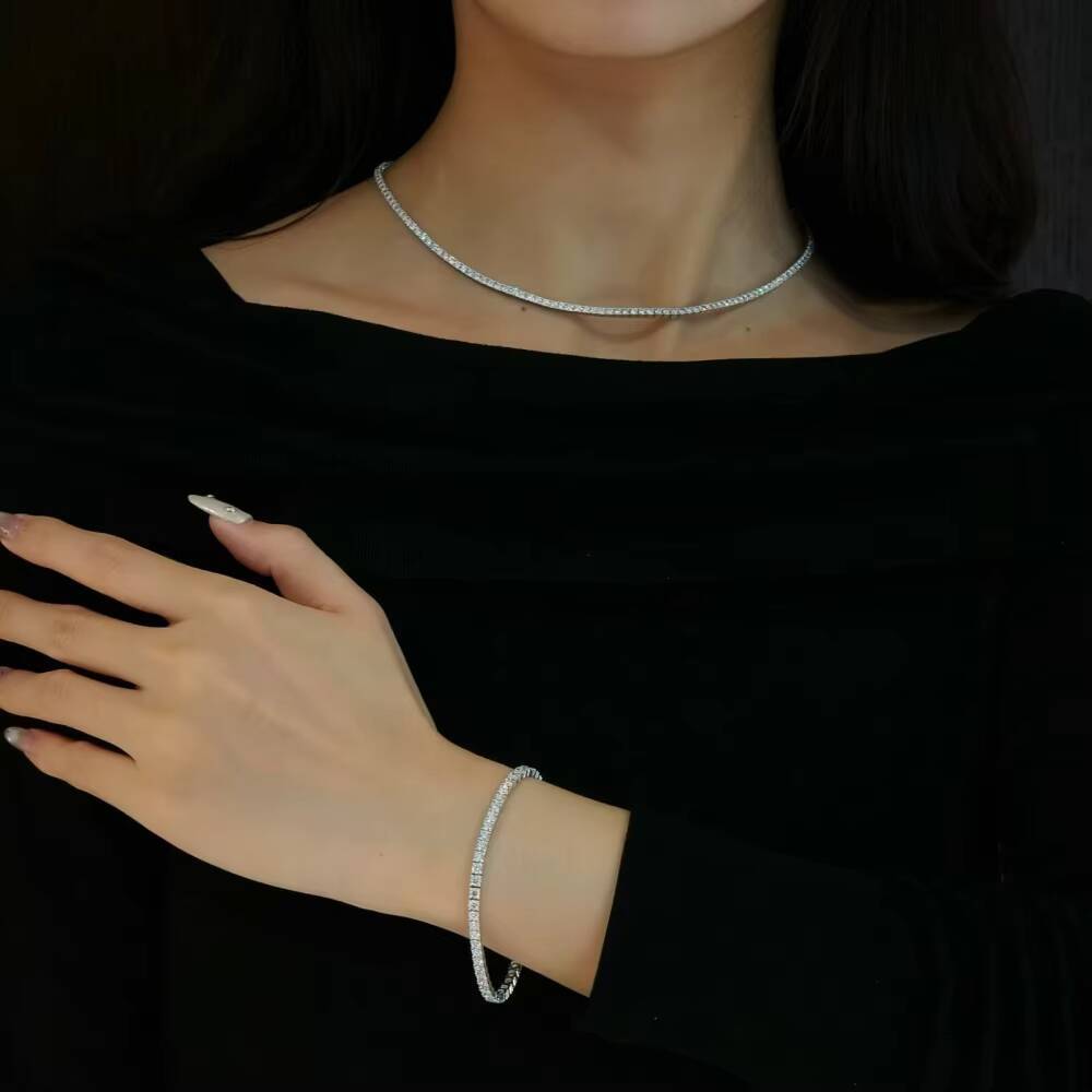 Wholesale Premium 9K Laboratory-grown Diamond Classic 29mm Tennis Bracelet Full Diamond Chain Party From Source Factory