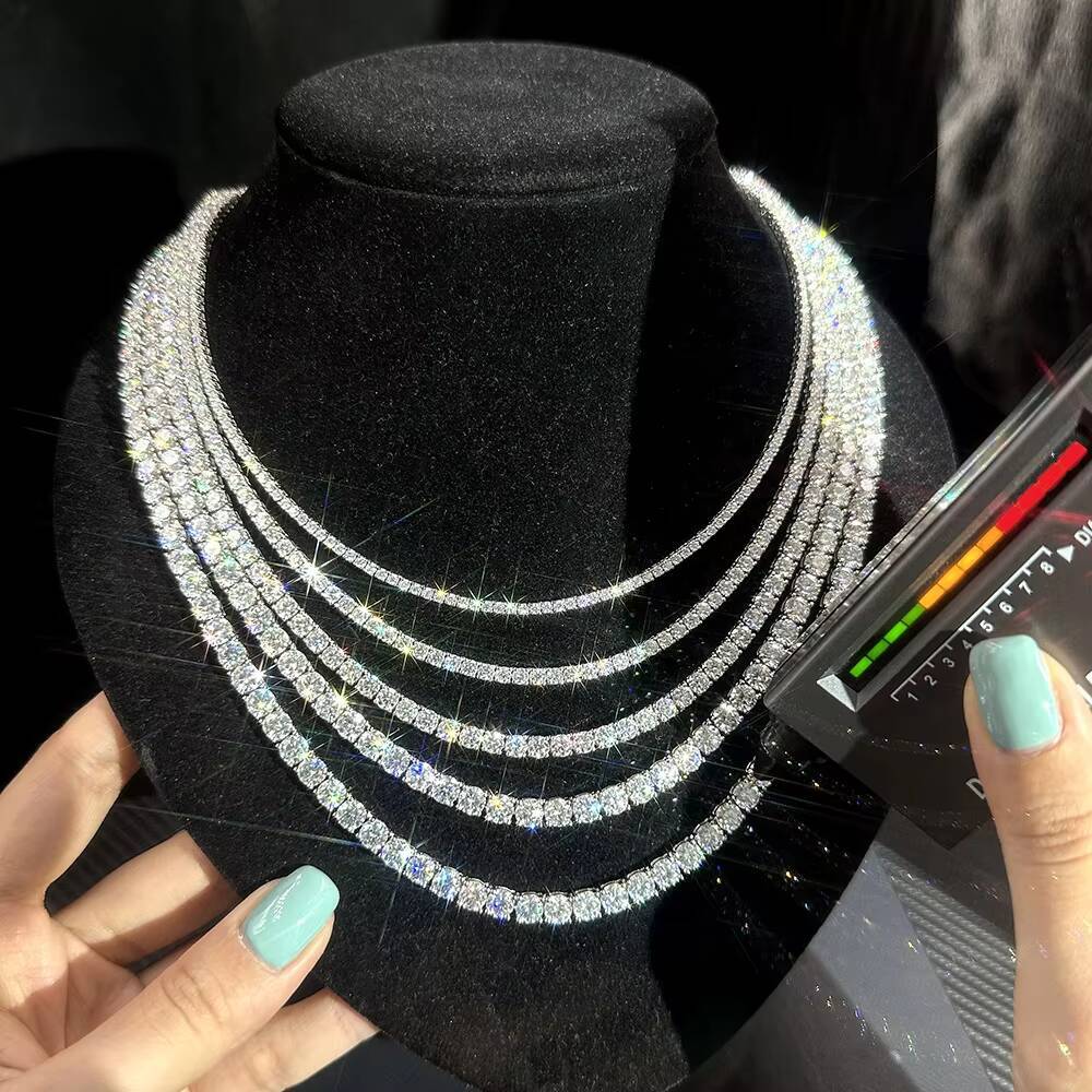 Factory HPHT CVD Lab Grown Diamond Tennis Bracelet Necklace 10K 14K Real Solid Yellow Gold Link Chain for Men Women 2mm 3mm