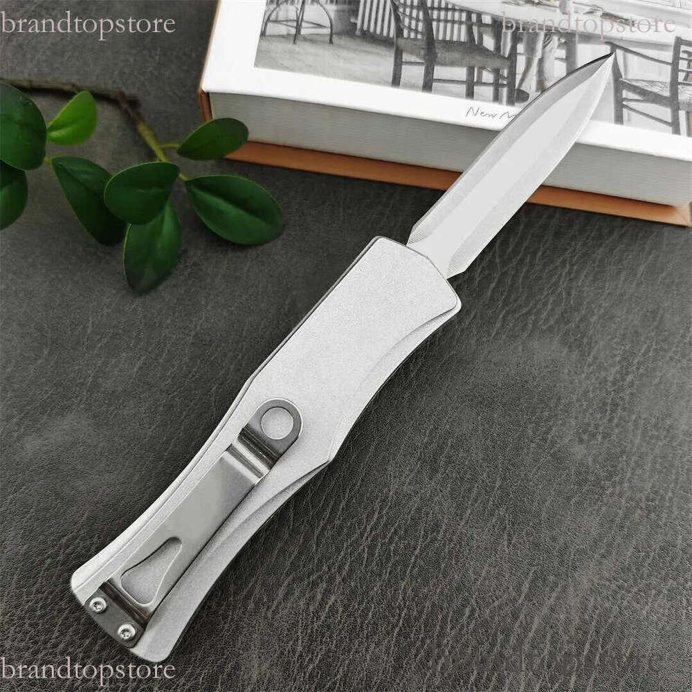 3Models White Hera Knife 2 87 Satin 440C Blade Alloy Handles Double folding Action Tactical Survival Gear Pocket Knives With knife Nylon Sheath