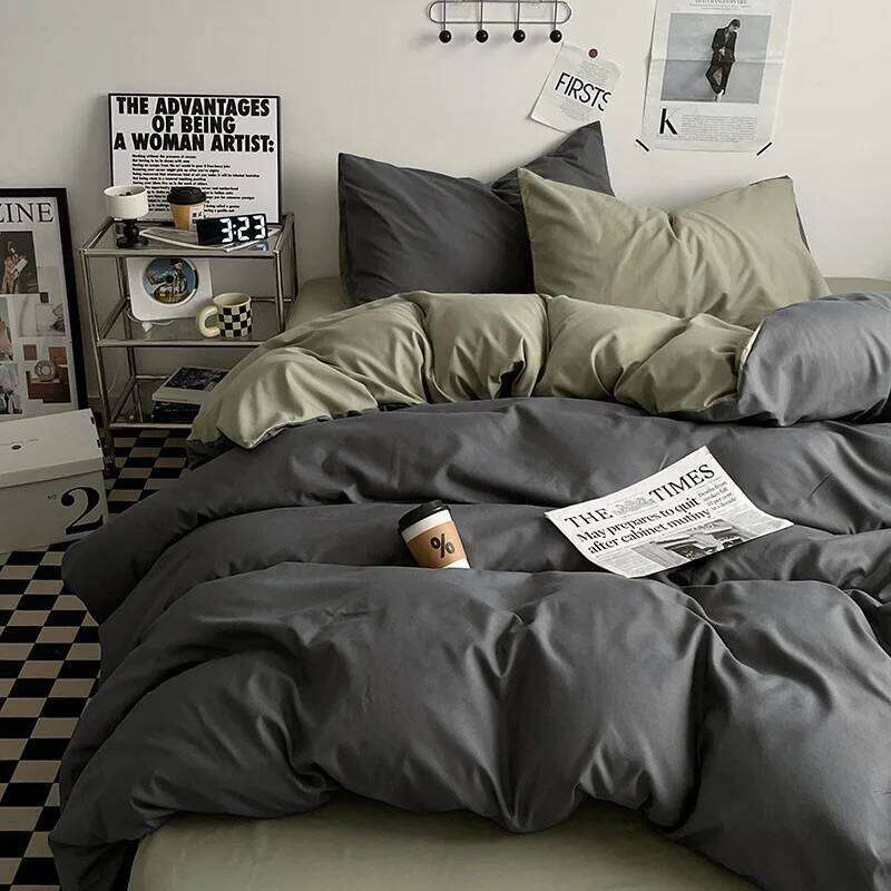 Linen Duvet Cover Comforter Four-piece of Bedding Bed Sheets Quilt Covers Three-piece Set Student Dormitories Y260124