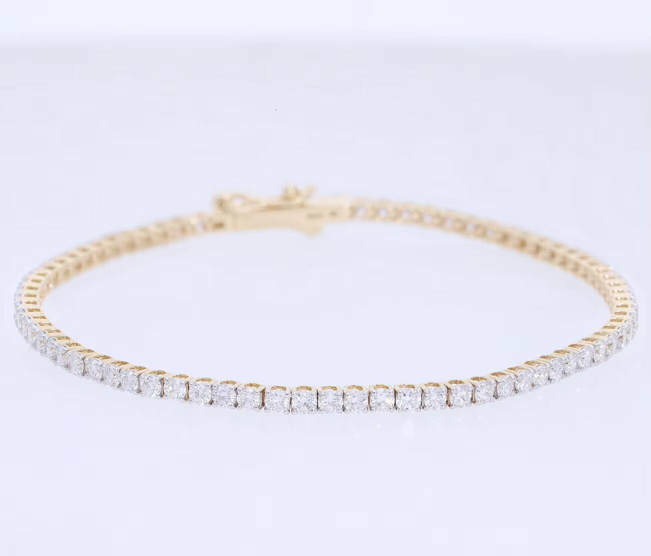 14K Gold F VVS VS Lab Grown CVD Diamond Tennis Bracelet Classic Cut Full Eternity Line Luxury Fine Jewelry Rhodium Plated Women
