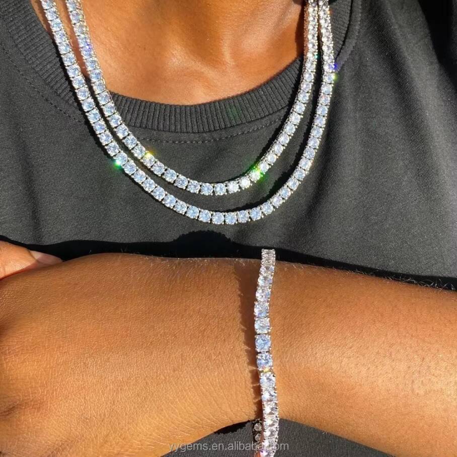 Real 10K Gold CVD Lab Diamond 2-3mm Wide Tennis Chain With GRC Certificate for Women/mans Fine Jewelry Necklace/bracelet