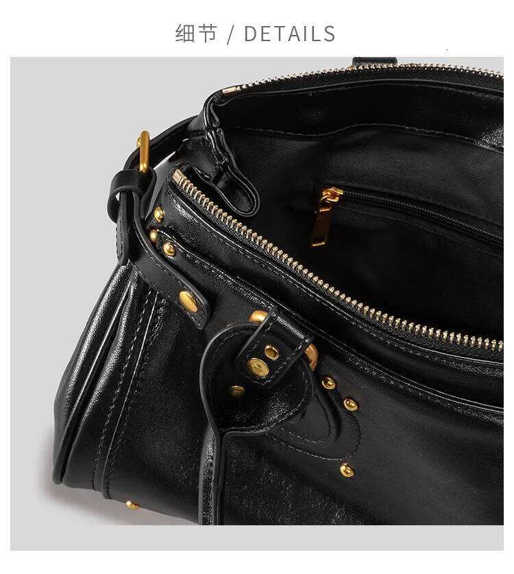 punk Street Bag,Vintage Lock Buckle Designer Tote Bag,classic Large Capacity Commuting Shoulder Bags, Fashionable Lady Handbags