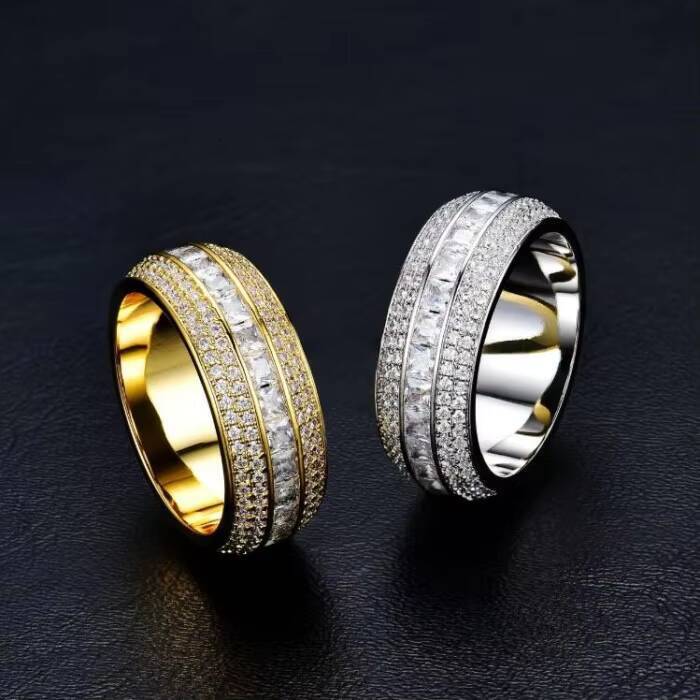 Hip Hop Ring Fine 925 Sterling Silver VVS Moissanite Diamond Finger Band Ring for Men Rings
