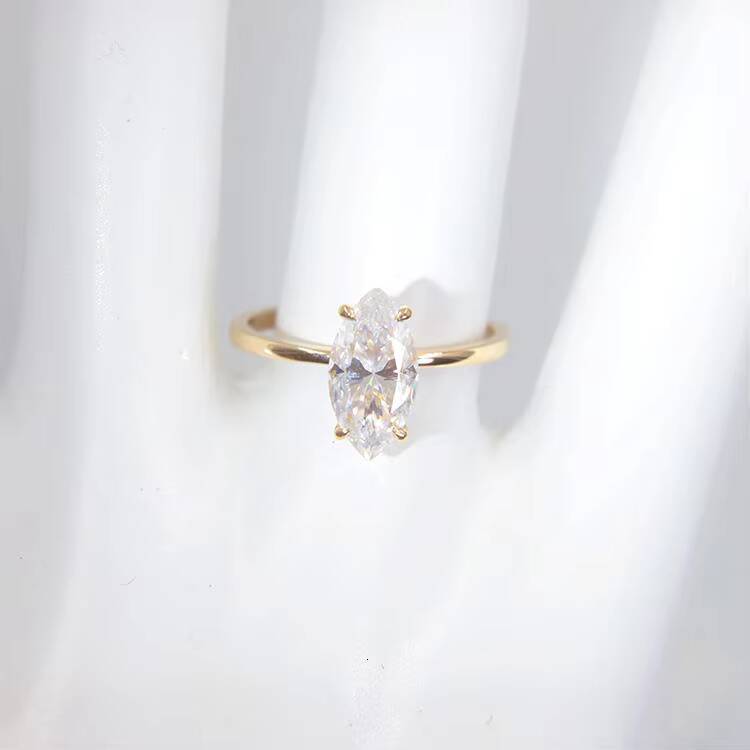 Exquisite marquise lab grown diamond solitaire ring in gold rose gold white gold and silver for engagement wedding jewelry