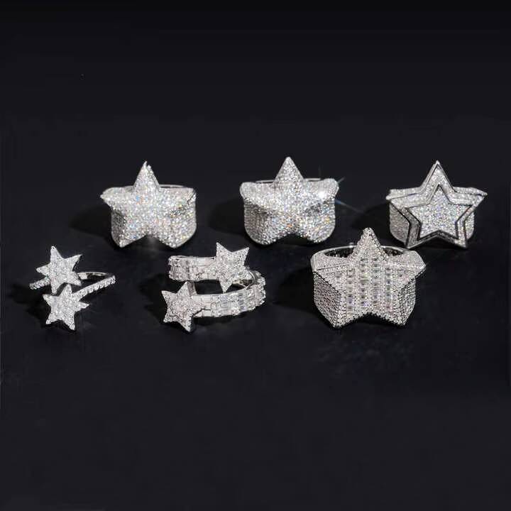 Gallerley Custom Shining New Style Rapper Hip Hop 925 Silver Moissanite Jewelry Rings Iced Out Mens Ring